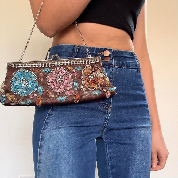 Lapis by Anthropologie Beaded Boho Clutch Bag